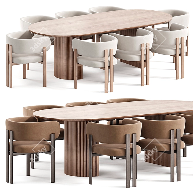 Modern Bay Chair & Ellington Dining 3D model image 3