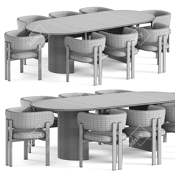 Modern Bay Chair & Ellington Dining 3D model image 4