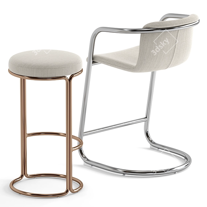 Sleek and Stylish West Elm Stools 3D model image 2