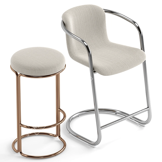 Sleek and Stylish West Elm Stools 3D model image 3