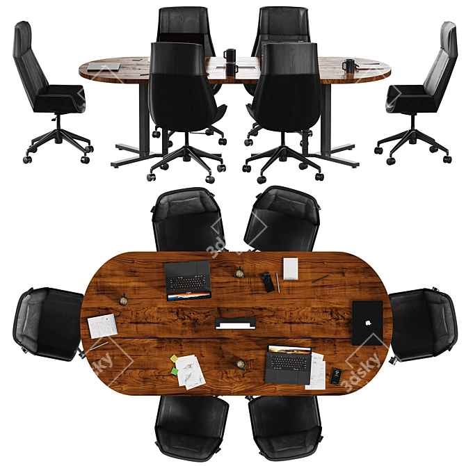 Modern Conference Meeting Table Elegance 3D model image 4