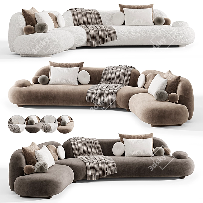 Modular Wave Sofa, Designer Edition 3D model image 2