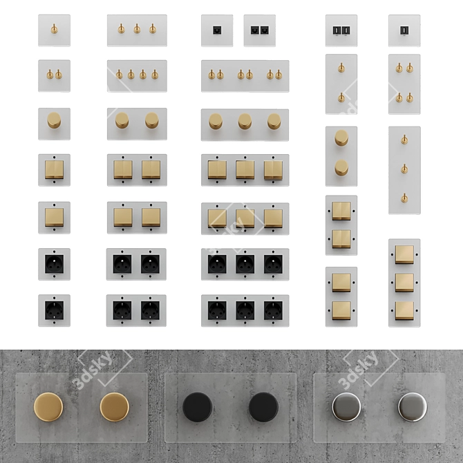 Corston Glass Switches and Sockets 3D model image 1