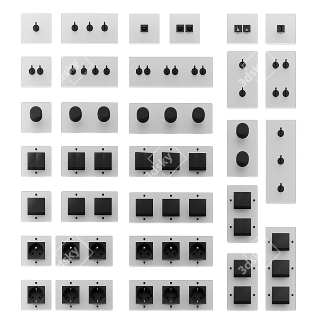 Corston Glass Switches and Sockets 3D model image 2