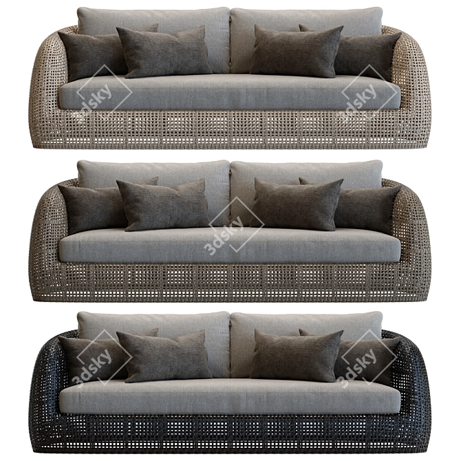 Gemini Wicker Outdoor Sofa 3D 3D model image 2