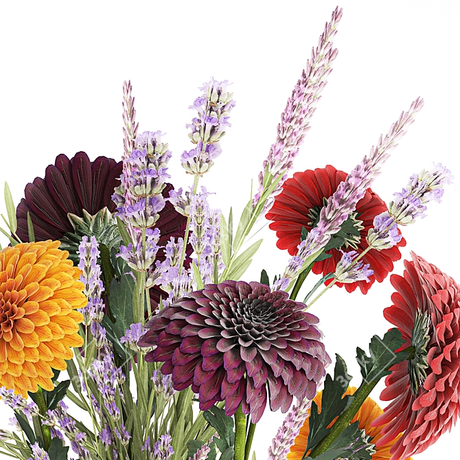 Field Flowers Bouquet Set 3D model image 2