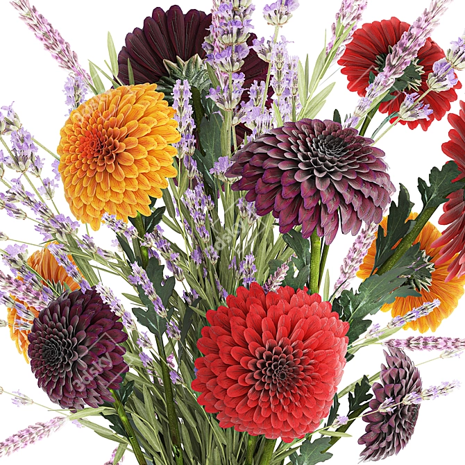 Field Flowers Bouquet Set 3D model image 3