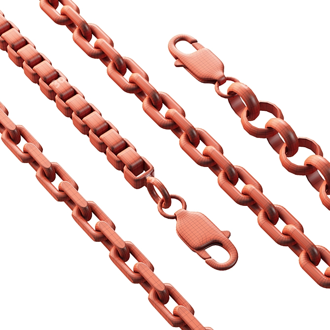 Metal Chain Carabiner Clasp Options 3D model image 4