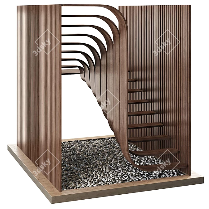 Bent Wooden Staircases 3D model image 2