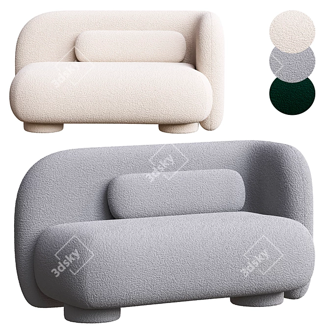 Cozy Emerald Sofa Bed & Ottoman 3D model image 1