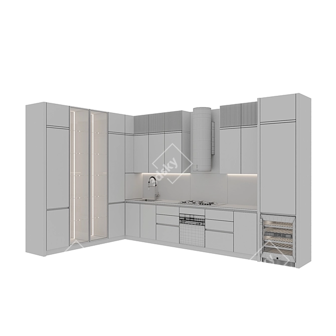 Sleek Kitchen 3D Model Kit 3D model image 6