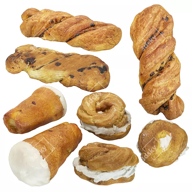 Baked Goods Variety Set 3D model image 1