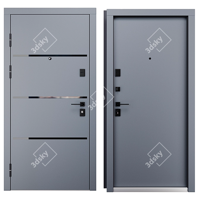 Fort Entrance Metal Door 900x2050mm 3D model image 3