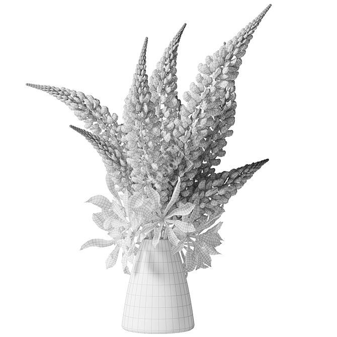 Lupine Trio in White Vase 3D model image 3