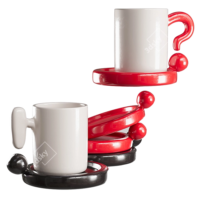 Ceramic Coffee Cup & Saucer 3D model image 1