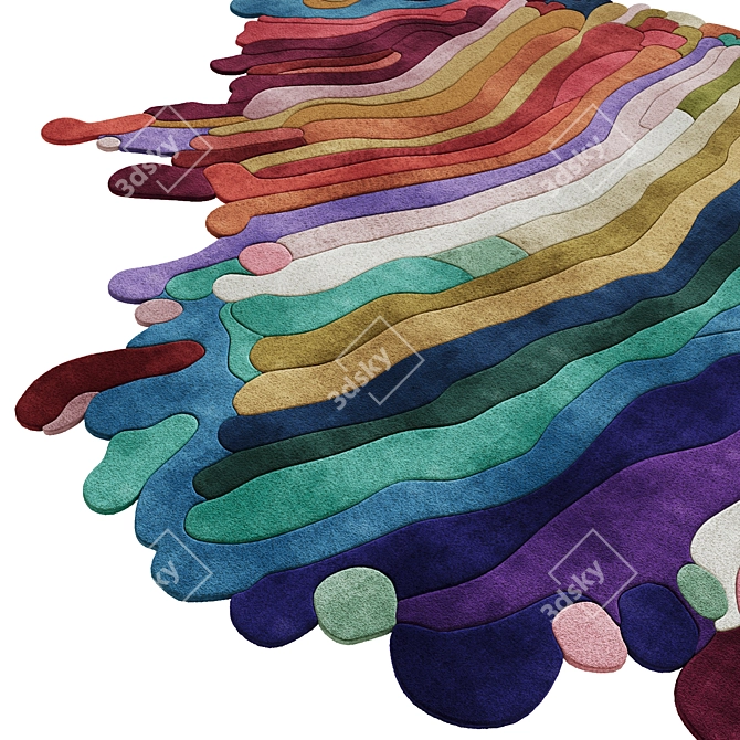 Rainbow Displacement Carpet, PBR Material 3D model image 2