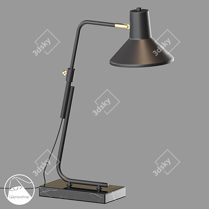 Modern Black Table Lamp 40cm 3D model image 1