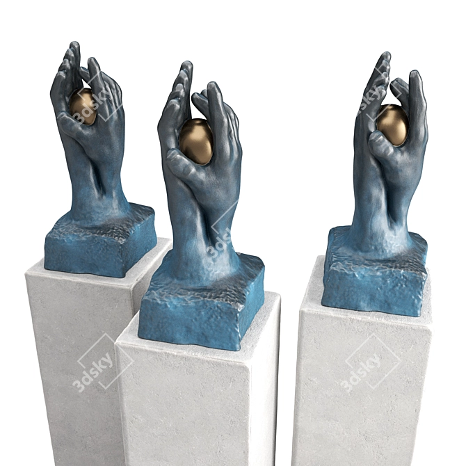 Metal and Plaster Hands Sculpture 3D model image 3