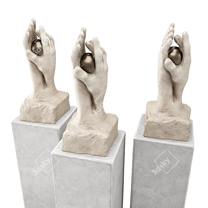 Metal and Plaster Hands Sculpture 3D model image 4