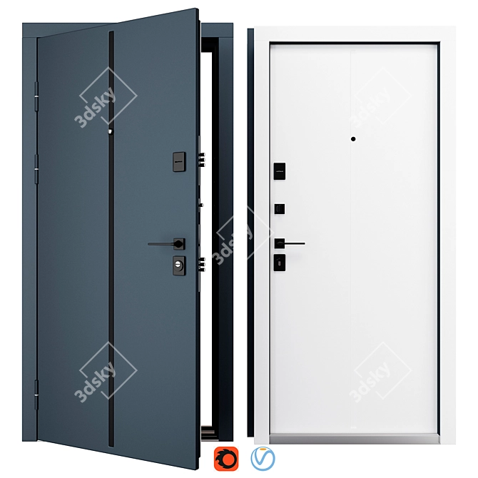 Fortress Metal Entry Door 900x2050mm 3D model image 1