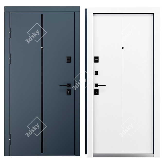 Fortress Metal Entry Door 900x2050mm 3D model image 3