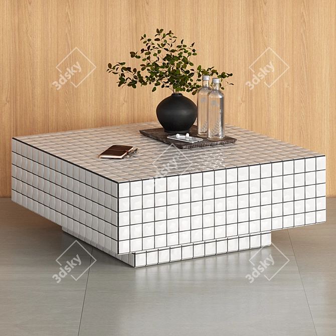 Modern Block Coffee Table 90cm 3D model image 2