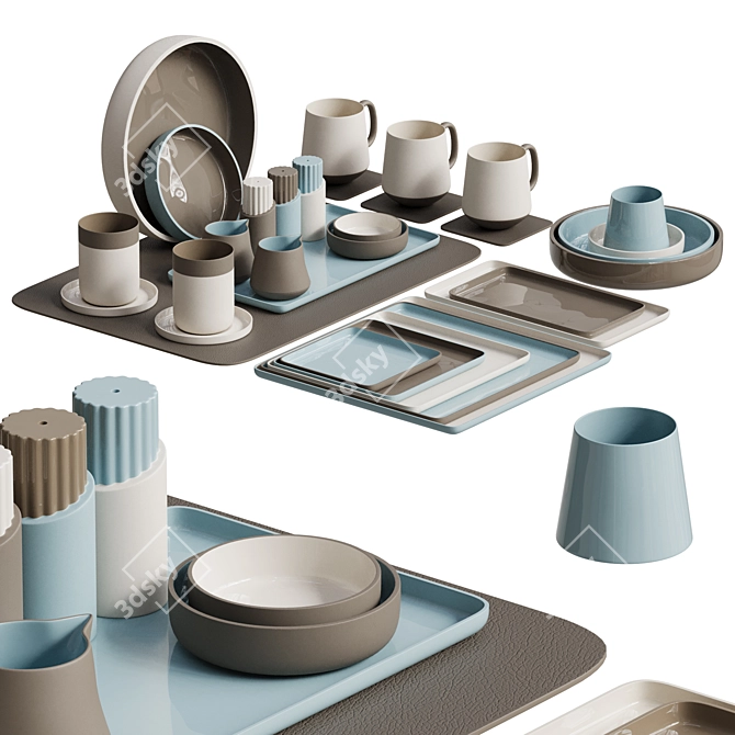 Modern Kitchenware Set 3D Model 3D model image 1