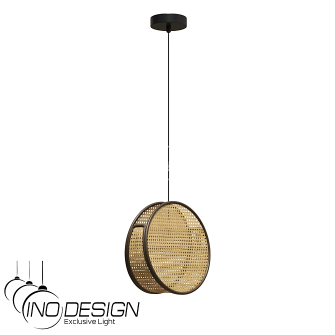 Ethnic Metal Rattan Pendant Light 3D model image 1