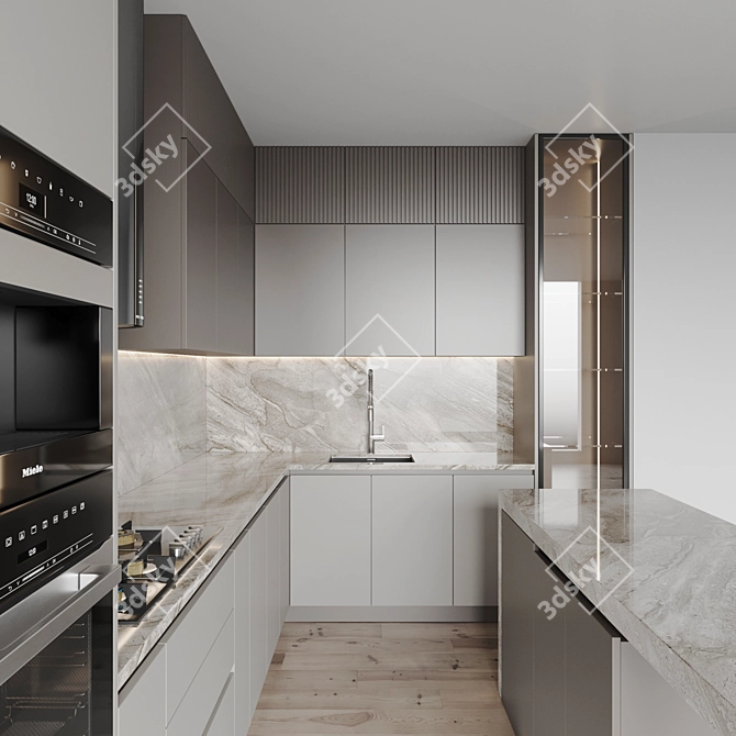 Modern Kitchen 3D Model Set 3D model image 4