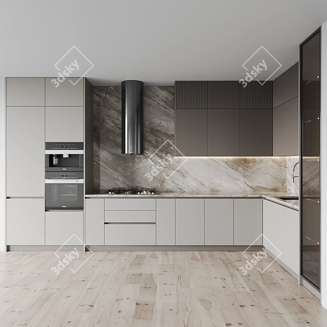 Modern Kitchen 3D Model Set 3D model image 5