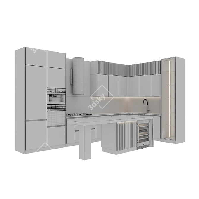 Modern Kitchen 3D Model Set 3D model image 7