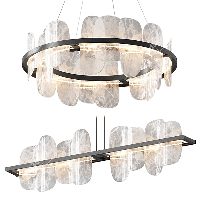 Sleek LED Pendant Lights 3D model image 1