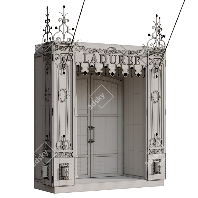 Metallic Entry Group with Gilded Elements 3D model image 7