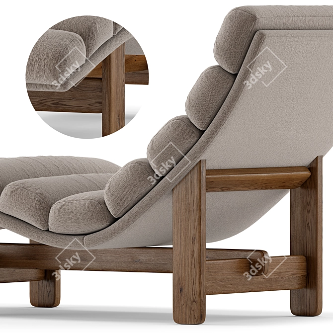 Elegant Upholstered Philippe Chaise Lounge 3D model image 4