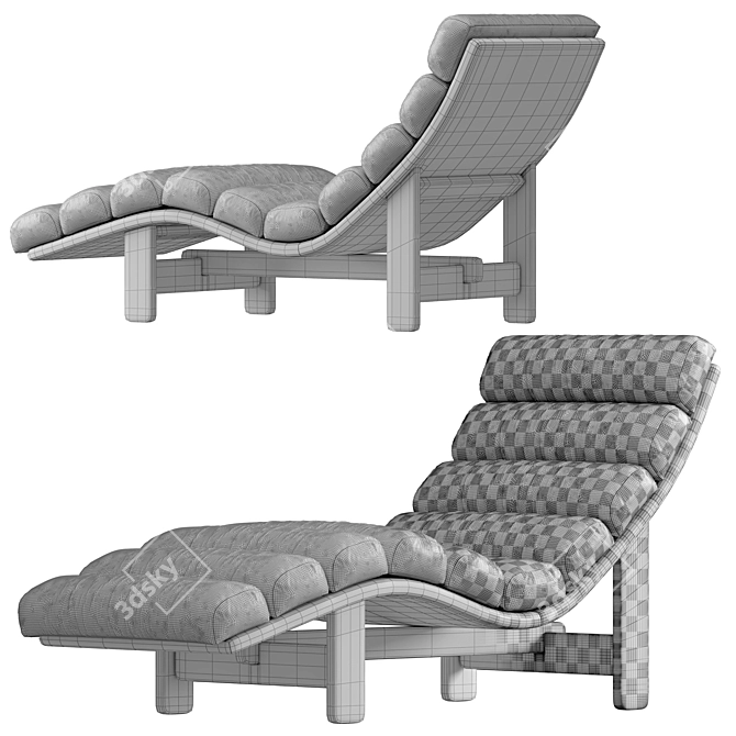 Elegant Upholstered Philippe Chaise Lounge 3D model image 6