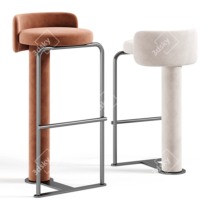 Modern High Fabric Counter Stool 3D model image 1