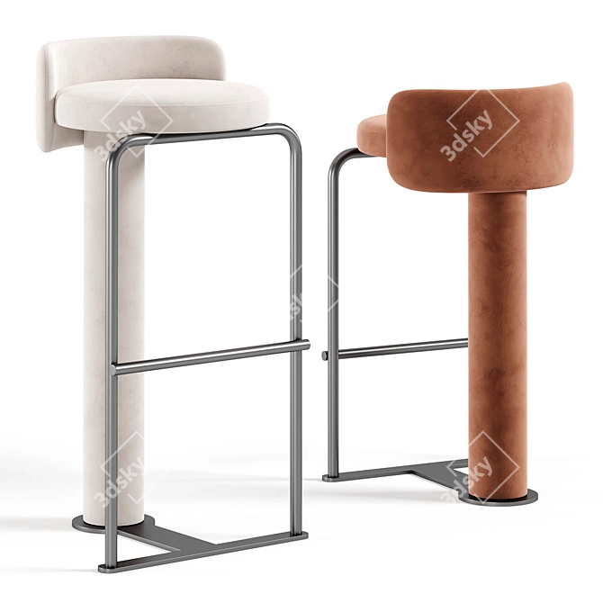 Modern High Fabric Counter Stool 3D model image 2