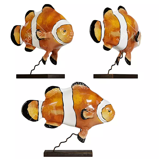 Colorful Fish Figurines Set 3D model image 6