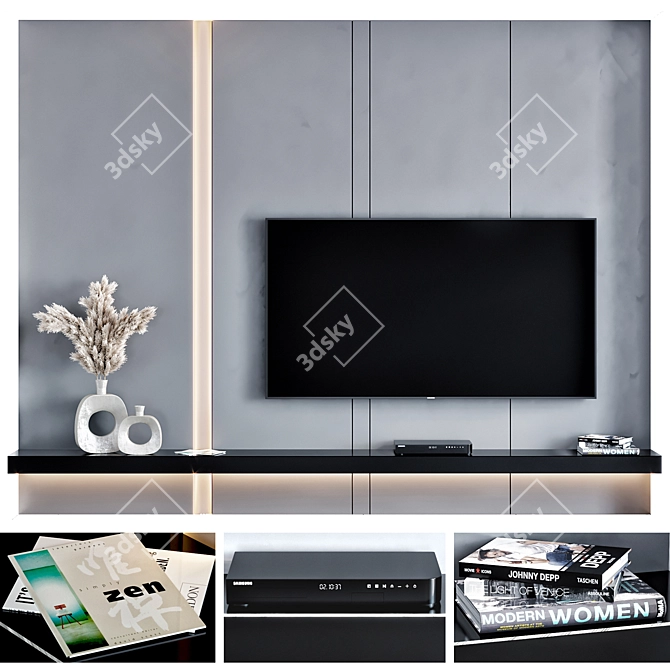 Modern TV Wall Unit Furniture 3D model image 1