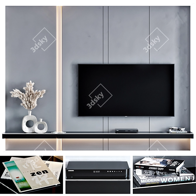 Modern TV Wall Unit Furniture 3D model image 6