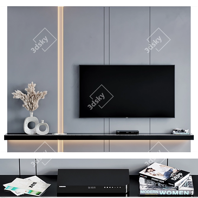 Modern TV Wall Unit Furniture 3D model image 7