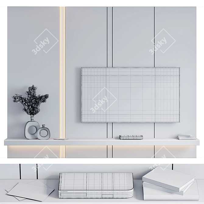 Modern TV Wall Unit Furniture 3D model image 11