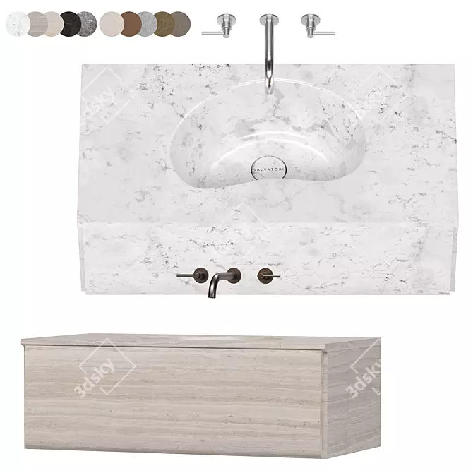 Luxury Washbasin Set with Grohe Faucet 3D model image 3