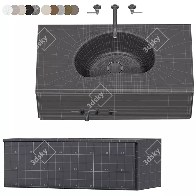 Luxury Washbasin Set with Grohe Faucet 3D model image 5