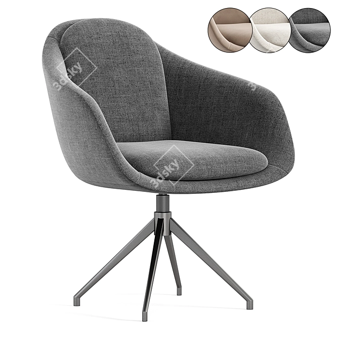 Modern Textile Grey Lounge Chair 3D model image 2