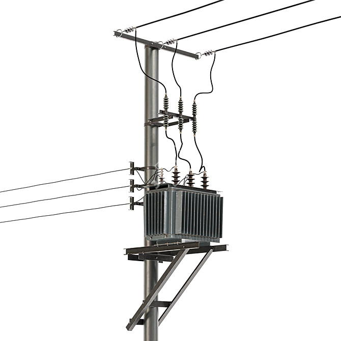 Electric Pole 3D Model Obj 3D model image 2