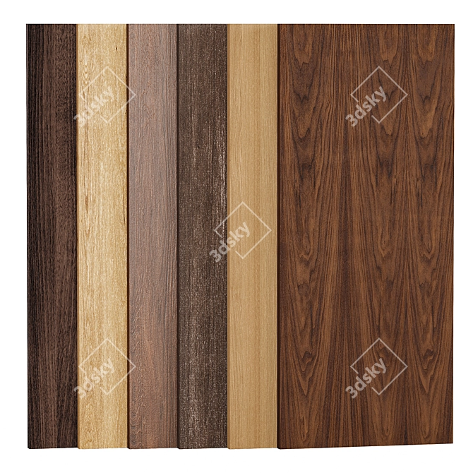 Oak Wood 6-Color Texture Collection 3D model image 1