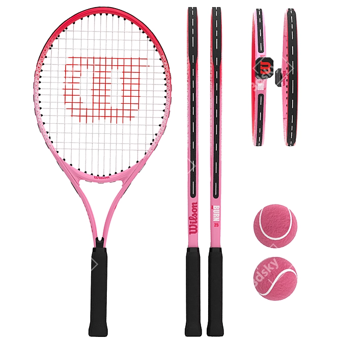 Junior Tennis Racquet Bundle, 3D Render 3D model image 2