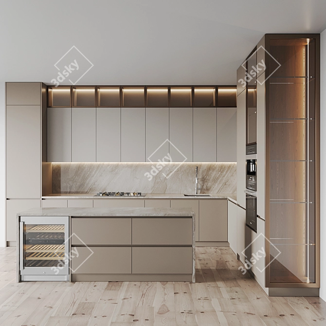 Modern Kitchen 3D Model Package 3D model image 1