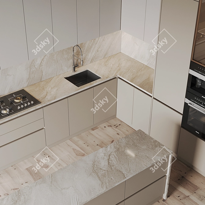 Modern Kitchen 3D Model Package 3D model image 3